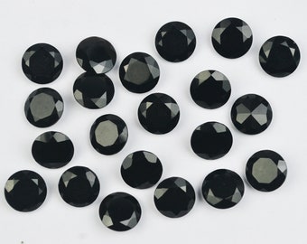 Schwarzer Onyx 5mm bis 20mm Rund Facettiert Geschliffener Stein Lose Onyx Edelstein Natürlicher Onyx Edelstein zur Schmuckherstellung CrystalcraftCo