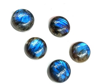 Labradorite cabochons, blue natural labradorite Round shape gemstone, calibrated labradorite, flat back cabochons in sizes from 5mm to 20 mm