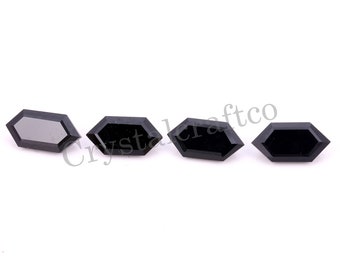 AAA Black Onyx Gemstone: Faceted Hexagon Shape, Calibrated Size (5x10mm to 12x24mm)