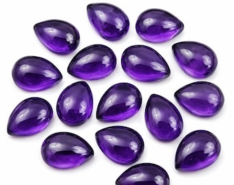 Natural Amethyst Pear Cabochon Gemstones (4x6mm to 15x20mm) for Jewelry Making
