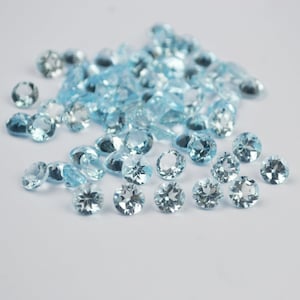 Himmel Blau Topas 3 mm 4 mm 5 mm 6 mm 7 mm 8 mm bis 12 mm runde facettierte geschnittene Topas Stein Blautopas Edelstein für die Herstellung von Schmuck CrystalcraftCo