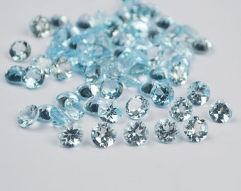 Faceted Sky Blue Topaz Gemstone: Round Cut (3mm-12mm)