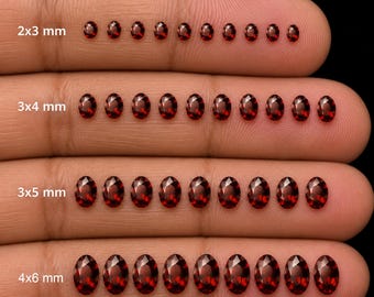 AAA+ Natural Garnet  oval  Shape, Faceted Cut 2x3mm to 4x6mm jewelry making