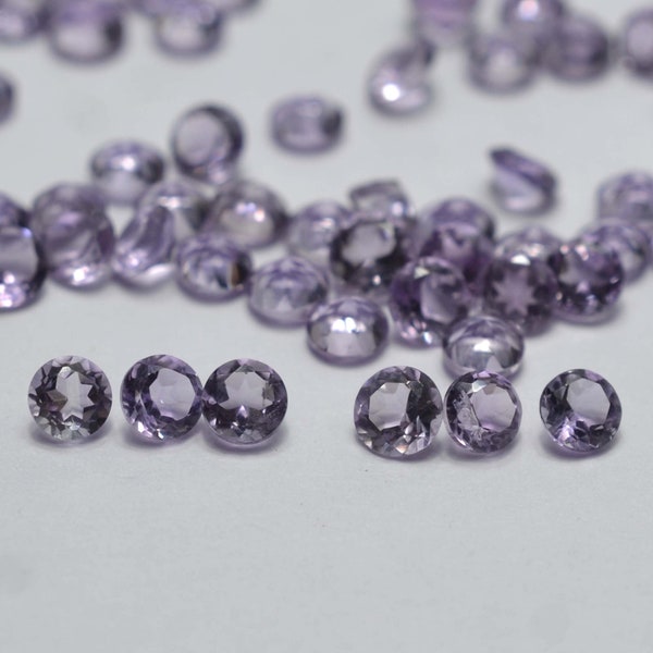 Brazilian amethyst  3mm To 10mm Round Faceted Cut Gemstone Purple natural Amethyst Stone For Making Jewelry CrystalcraftCo