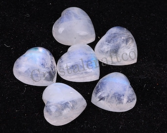 Rainbow Moonstone Heart Cabochons: Calibrated Gemstone for Jewelry (4x4mm to 20x20mm)