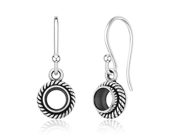 Silver Settings Rope Stud, 925 Sterling Silver Mount Earring 5x5mm to 10x10mm