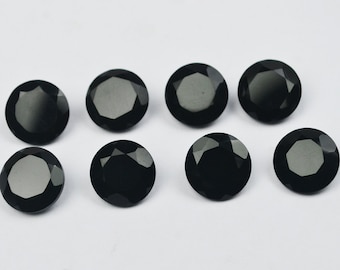 Black Onyx 4mm 5mm 6mm 7mm 8mm 9mm 10mm Round Faceted Cut Loose Gemstone Natural Onyx Gemstone For Jewelry Making