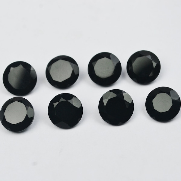 Onyx noir 4mm 5mm 6mm 7mm 8mm 9mm 10mm Rond Faceted Cut Loose Gemstone Natural Onyx Gemstone Pour la fabrication de bijoux