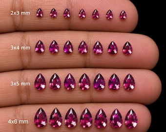 Natural Rhodolite Garnet Pear Faceted Gemstones, Pink Purple Jewelry Making (2-6mm)