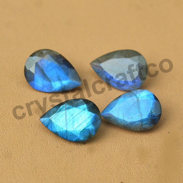 Exclusive Natural Labradorite Faceted cut pear shape AAA blue fire labradorite, calibrated pear shape gemstones, sizes 5x7mm to 15x20mm