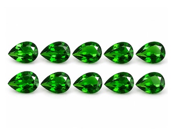 Natural Chrome Diopside Gemstones | Pear Faceted, Vivid Green (2-6mm)