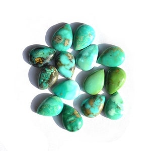 American Turquoise Pear Cabochon: Loose Gemstone Lot (4x6mm TO 15x20mm)