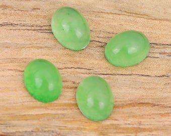 AAA Green Jade Cabochon: Oval Flat Back Gemstone (5x7mm to 15x20mm)