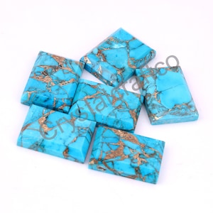 AAA+ Quality Natural Blue Copper Turquoise Rectangle Shape Cabochon Flat Back Calibrated Wholesale Gemstones, Mojave Turquoise All Size