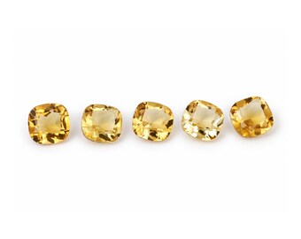 Natural Citrine Cushion Cut Gemstones | 4-8mm Calibrated Sizes for Jewelry Making