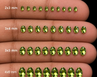 Natural Peridot Oval Faceted Gemstones, Green Jewelry Making Supplies (2x3mm to 4x6mm)