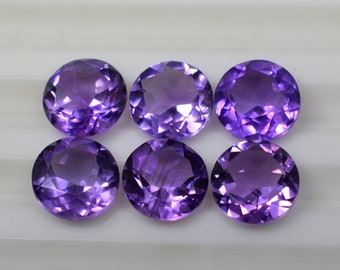 Amethyst 3mm,4mm,5mm 6mm 7mm 8mm 9mm 10mm Round Faceted Cut Gemstone Purple African Amethyst Stone For Making Jewelry CrystalcraftCo