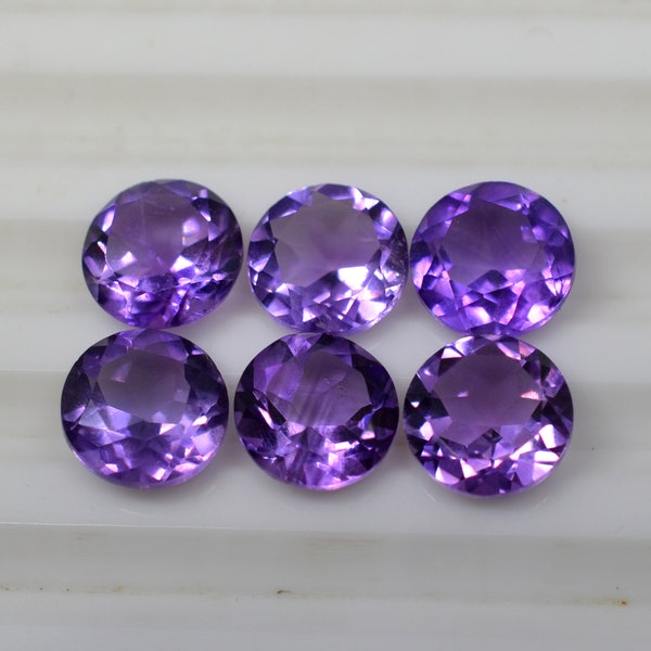 Amethyst 3mm,4mm,5mm 6mm 7mm 8mm 9mm 10mm Round Faceted Cut Gemstone Purple African Amethyst Stone For Making Jewelry CrystalcraftCo