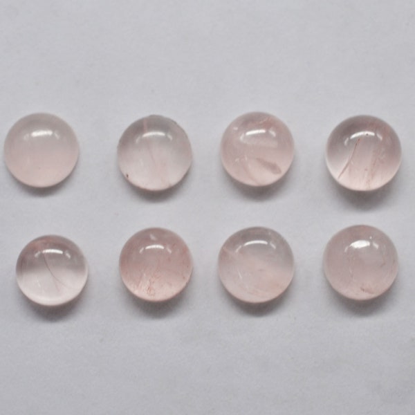 Rose Quartz 5mm 6mm 7mm 8mm 9mm 10mm 12mm 15mm Round Cab Gemstone Natural Pink Rose Quartz Gemstone Cabochon Quartz Lot For Jewelry Making