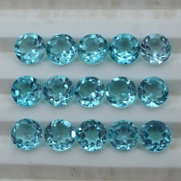 Paraiba Quartz 5mm 6mm 7mm 8mm 9mm, 10mm 12mm 13mm 14mm 15mm Round Faceted Cut Doublet Natural Quartz Gemstone Cut Stone For Jewelry Making