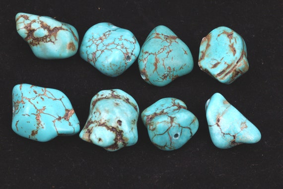 AAA Tibetan Turquoise Tumbled Stone: Drilled Gemstone Jewelry (113
