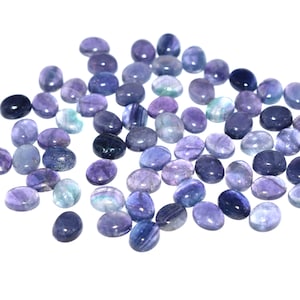 Purple Fluorite 4x6mm To 10x14mm Oval Shape Fluorite Loose Stone Cabochon Blue Fluorite Cabochon Fluorite For Jewelry multi Fluorite stone