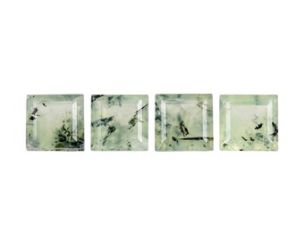 Prehnite Rutile Gemstone Square Faceted cut  Jewelry making Size 5mm to 15mm