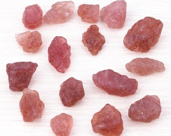 Lote de piedras preciosas de cuarzo fresa natural en bruto, cristales para la fabricación de joyas.