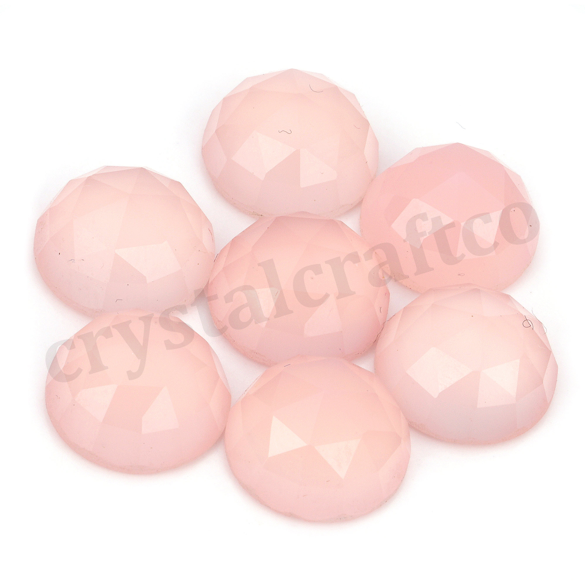 Pink Chalcedony Cabochon: Round Rose Cut Gemstone (4-25 MM)