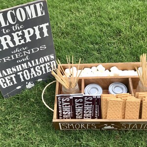 Personalized S'mores Station: Birch Wood Tray for Camping, BBQ Parties image 9