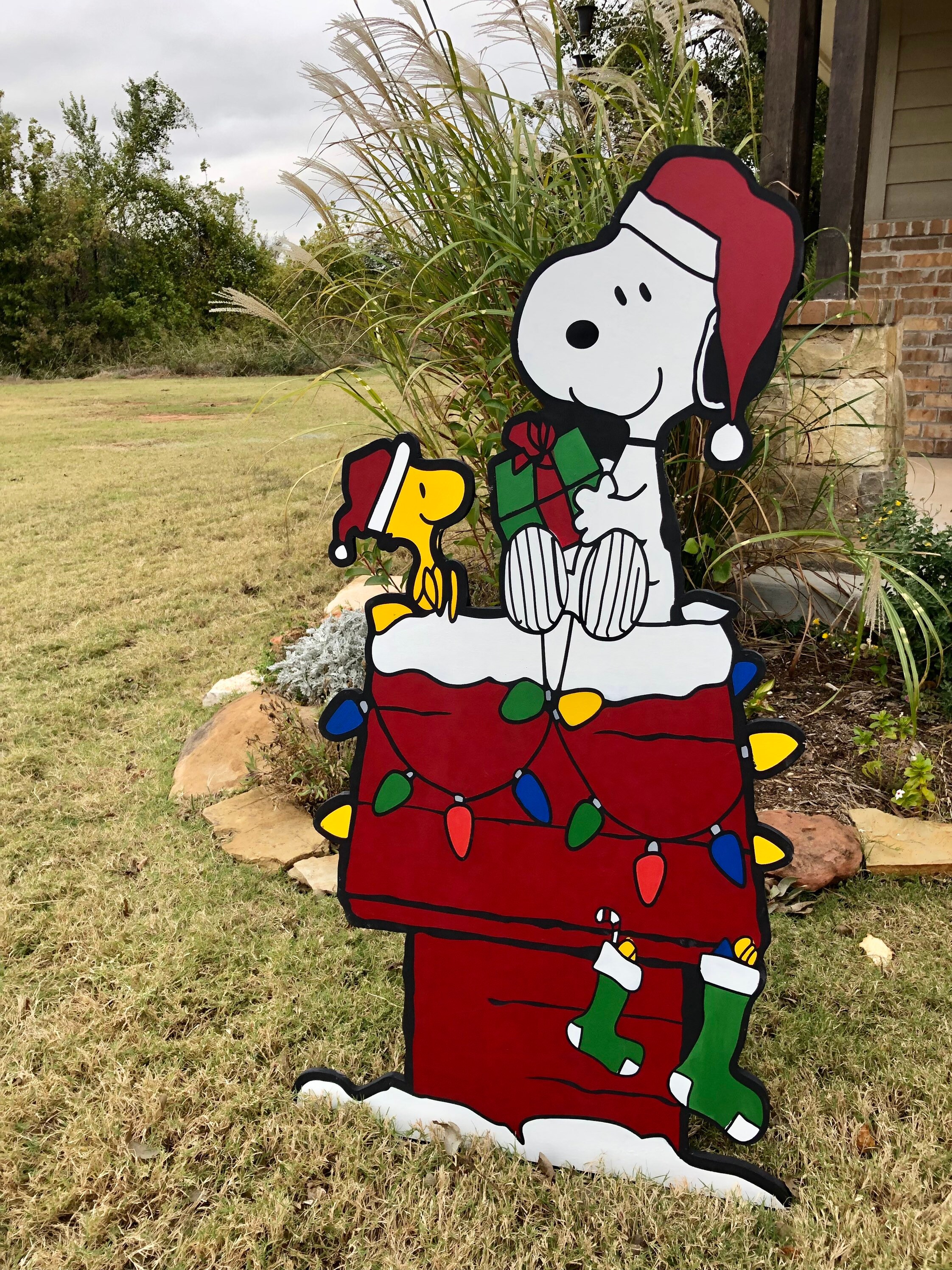 Hand-painted Inspired Snoopy & Woodstock Christmas Yard Art - Peanuts ...