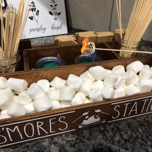 Personalized S'mores Station: Birch Wood Tray for Camping, BBQ Parties image 1