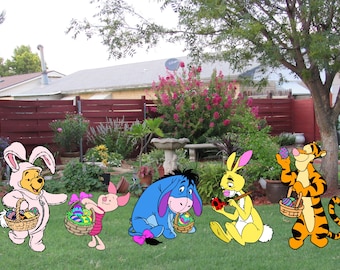 Hand-Painted Easter Yard Art: Winnie the Pooh & Friends Decor