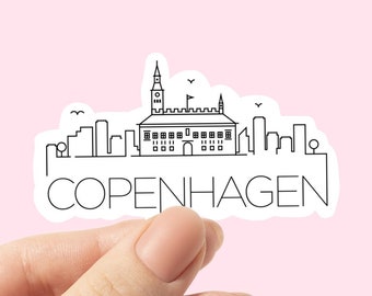 Copenhagen skyline vinyl sticker, Denmark, Best friend gift, birthday gift, , laptop sticker