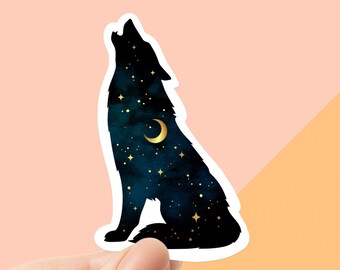 Sticker vinyle Le loup hurle, sticker loup, cadeau meilleur ami, sticker pour ordinateur portable, cadeau sarcastique