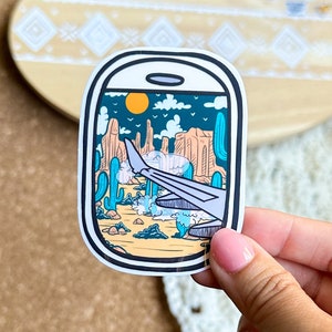 Night Desert Plane Window vinyl Sticker, , best friend gift, funny stickers,  , laptop sticker, waterproof sticker