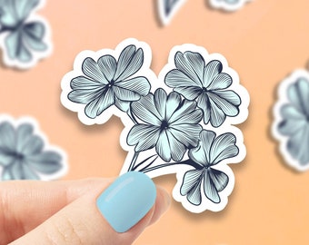 Blue flower sprigs vinyl sticker, flower sticker, , sticker, , laptop sticker, waterproof flower sticker