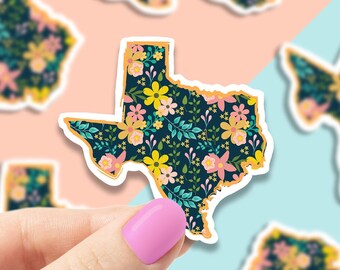 Flowered state Texas vinyl sticker, custom stickers, Texas, travel sticker, trendy stickers, Laptop decal,