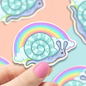Sticker escargot coloré, stickers, stickers animaux, motifs arc-en-ciel, stickers pour ordinateur portable, stickers pour bouteilles d'eau, décorations