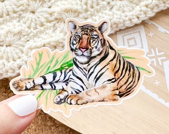 Watercolor Tiger vinyl sticker, elephant sticker, best friend gift, laptop sticker, animal decals , sarcastic gift