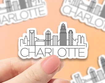 Charlotte skyline vinyl sticker, North Carolina, Best friend gift, birthday gift, laptop sticker