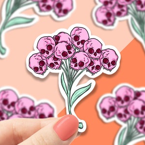 Skull bouquet hand vinyl sticker, skulls, best friend gift, laptop sticker, , crystal gift