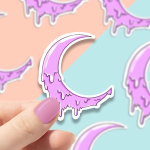 Painted moon vinyl sticker, aesthetic stickers, , laptop sticker, waterproof flower sticker