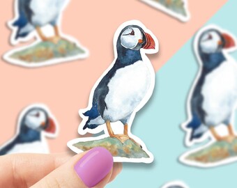 Watercolor puffin vinyl sticker, bunny sticker, best friend gift, laptop sticker, , sarcastic gift