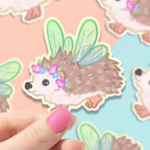 Colorful Flying Hedgehog sticker,  stickers, animal stickers, rainbow designs, laptop stickers, water bottle stickers, decorations