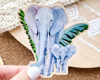 Watercolor Elephants vinyl sticker, elephant sticker, best friend gift, laptop sticker, animal decals , sarcastic gift