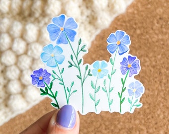 Blue Wildflowers sticker, trendy sticker, floral stickers, fun saying sticker, waterproof decals, laptop sticker, stickers for water bottle