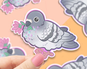 Colorful Floral Pigeon sticker,  stickers, animal stickers, rainbow designs, laptop stickers, water bottle stickers, decorations