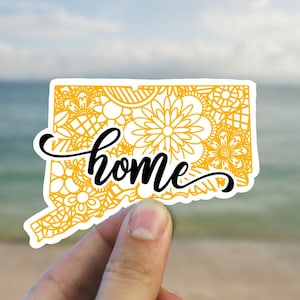 Connecticut mandala state home  vinyl sticker, waterproof state sticker, travel sticker, Laptop decal,