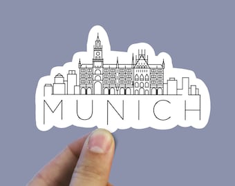 Munich skyline vinyl sticker, travel stickers, Germany, Best friend gift, birthday gift, , laptop sticker